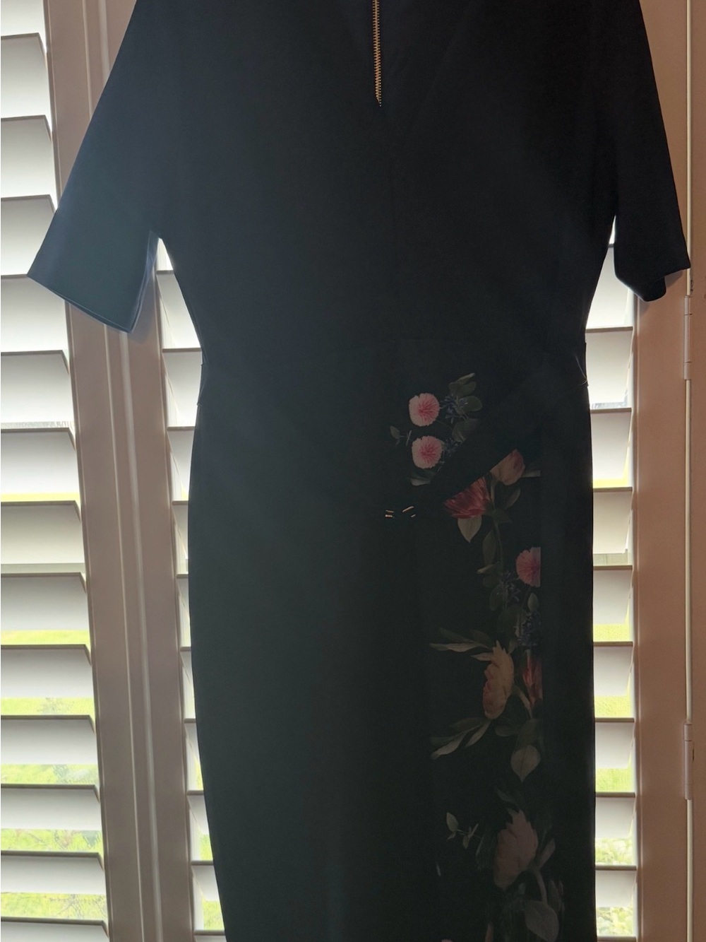 Black Floral-Accent Women's Dress